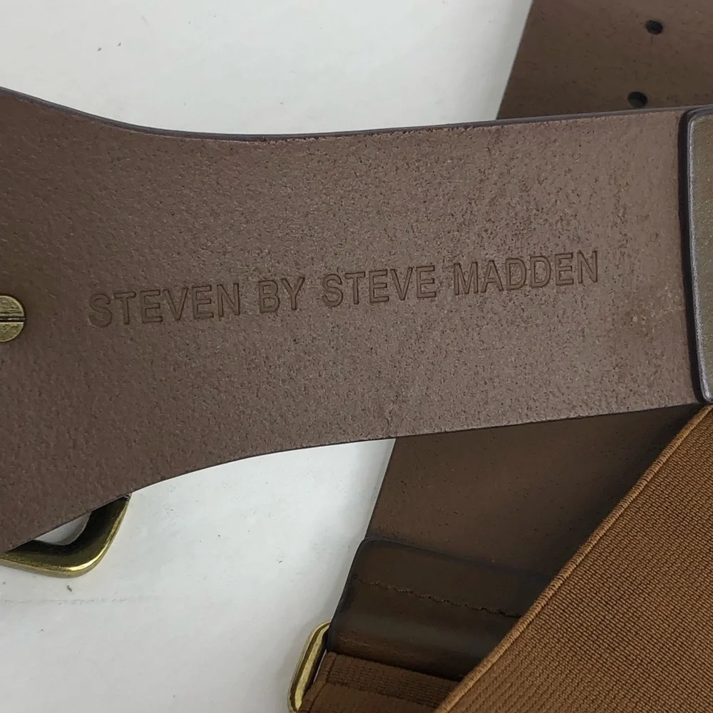 Steven by Steve Madden, brown leather stretch belt
